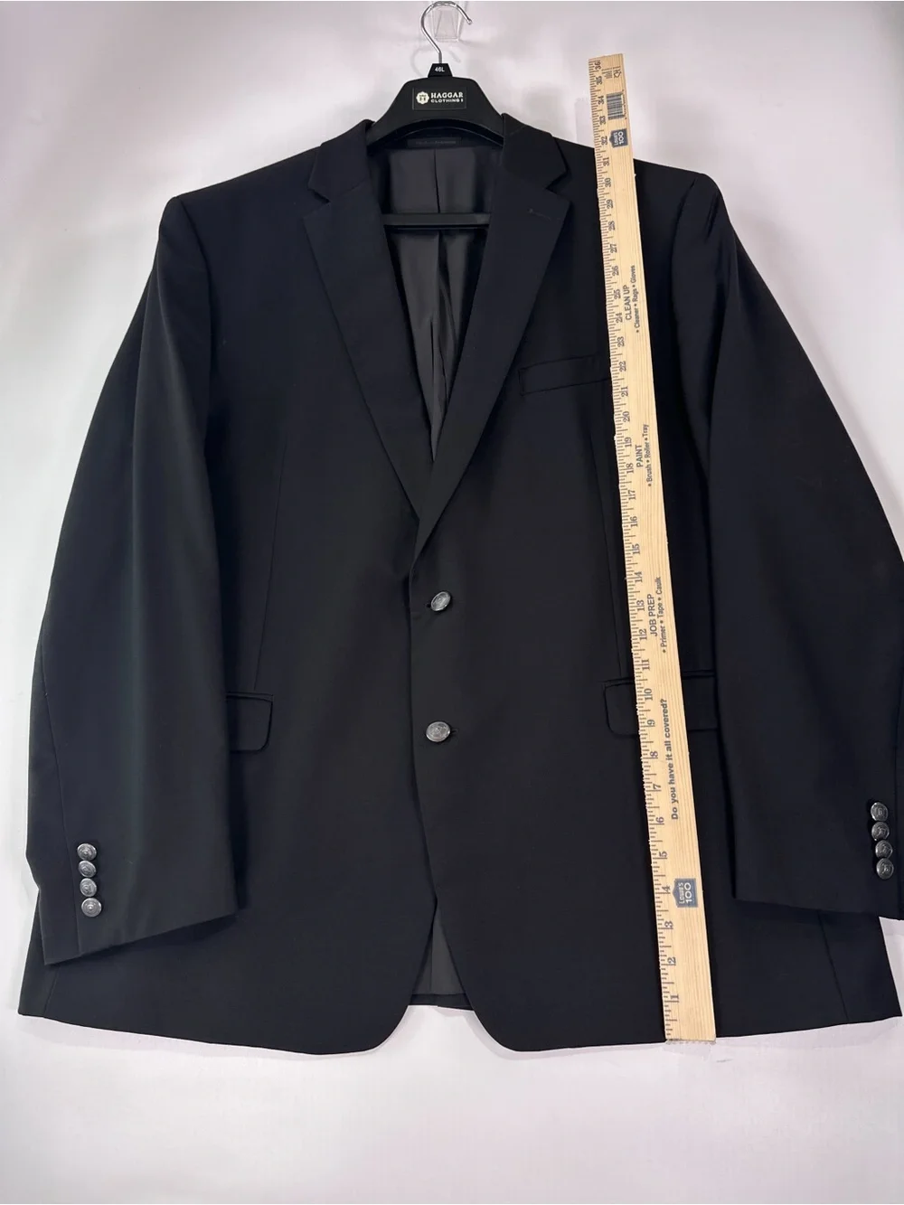 Lauren Ralph Lauren Black 100% Wool Crest Button Blazer Natural Stretch 48L